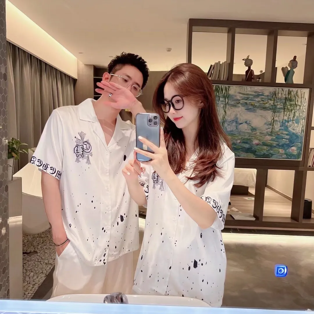 🅿️340 2023 CHROME HEARTS home wear, high-definition Korean silk fabric, skin-friendly, soft and comfortable, couple model M～XXXL